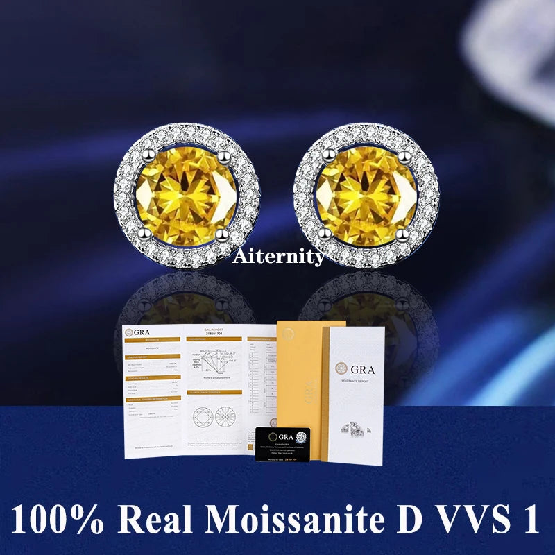 2 GRA Certificates S925 Sterling Silver Stud Earrings For Women And Men 100% Real Moissanite Pass Diamond Test Pen Fine Jewelry - She Vibess By C2P