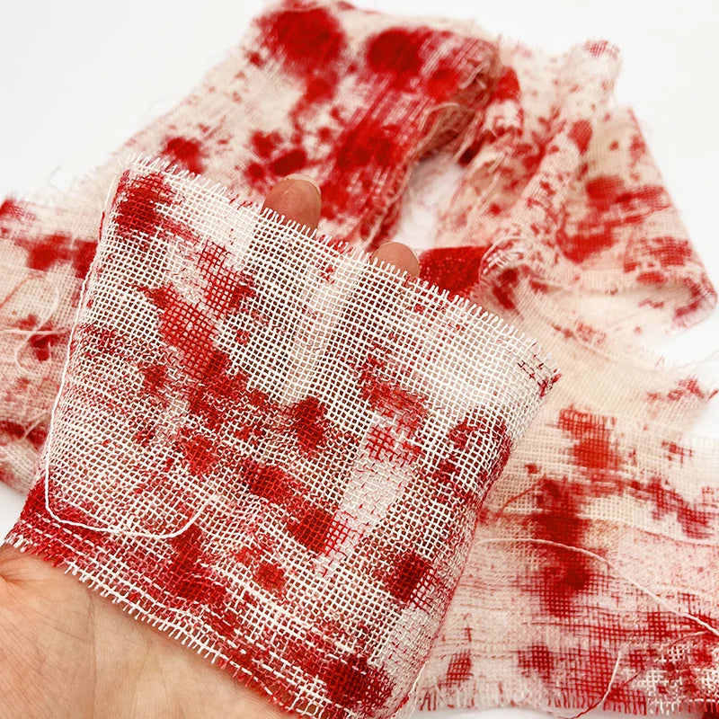 3/5m Halloween Bloody Cloth Strips Blood Gauze Bandage Haunted House Secret Room Horror Party Halloween Scene Decoration Props - She Vibess By C2P