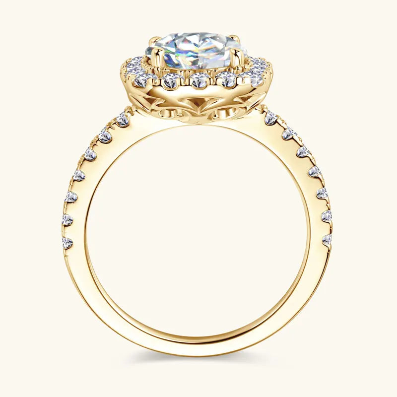 Lnngy 8mm 2ct Moissanite Halo Ring Certified 925 Sterling Silver Engagement Rings For Women Girls Wedding Party Jewelry Gift - She Vibess By C2P