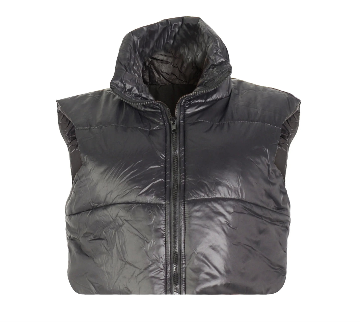Women's Winter Vest Fashion Faux Leather Padded Jacket Coat Vintage PU Black And White Female Short Waistcoat Chic Clothes Tops - She Vibess By C2P