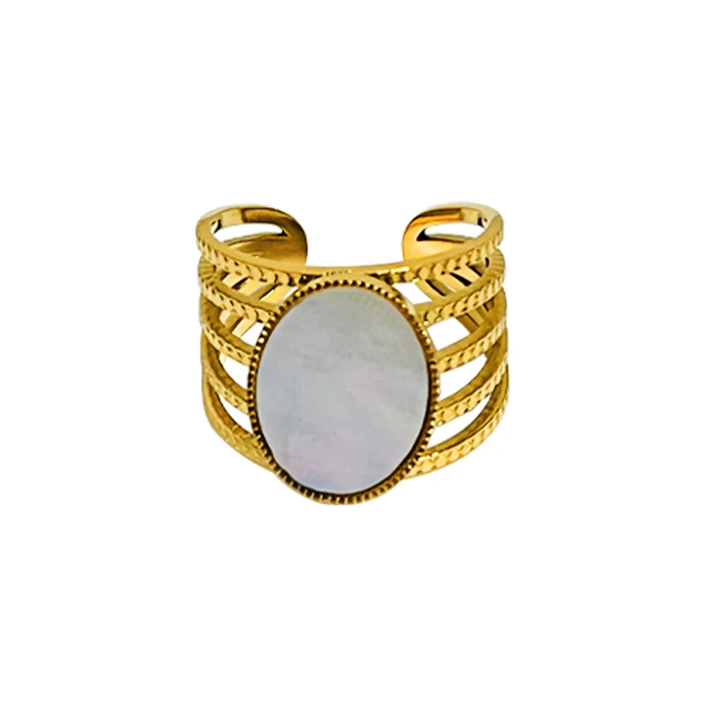 Stainless Steel Rings Open Rings For Women Rings Wide Ring Colorful Geometry Chain Female Rings Jewelry Party Gift Wholesale - She Vibess By C2P