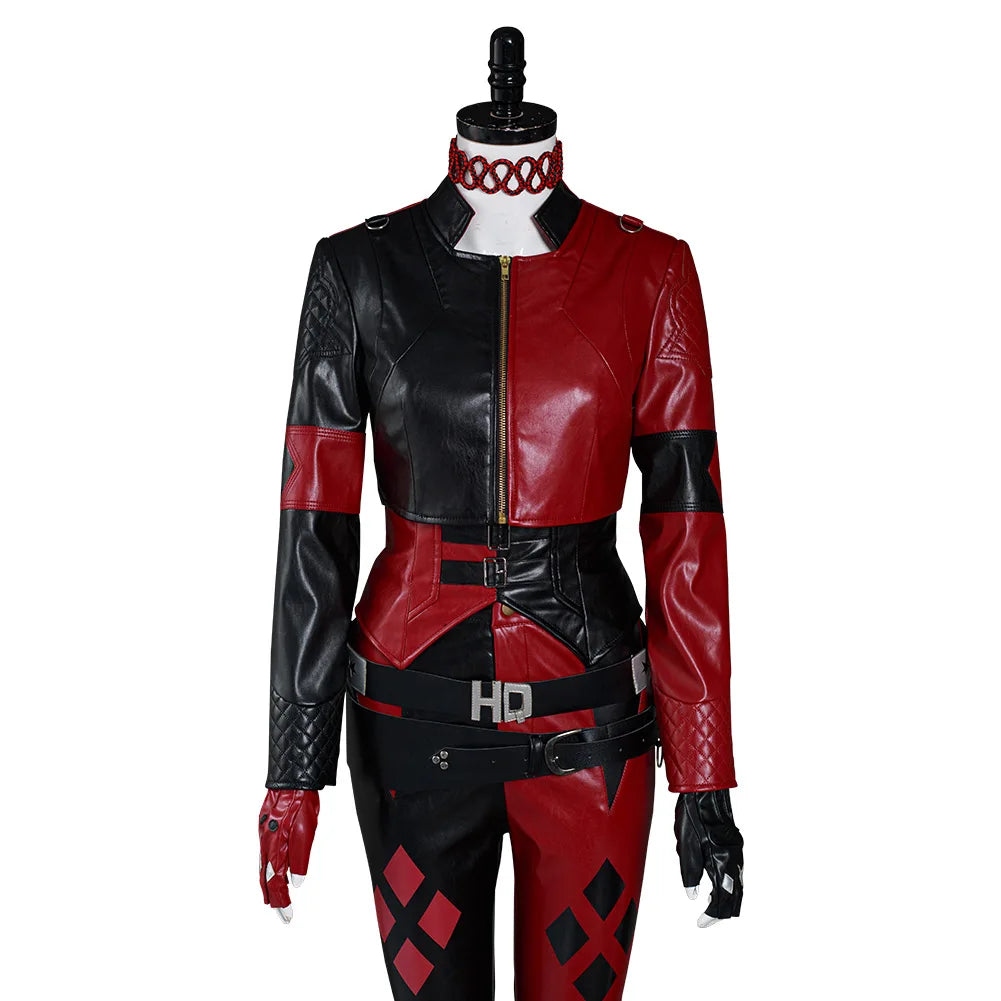 Movie Super Villain Fantasy Female Quinzel Cosplay Costume Black Red Jacket Coat Pants Women Halloween Carnival Disguise Suit-I’m Over 21 - She Vibess By C2P