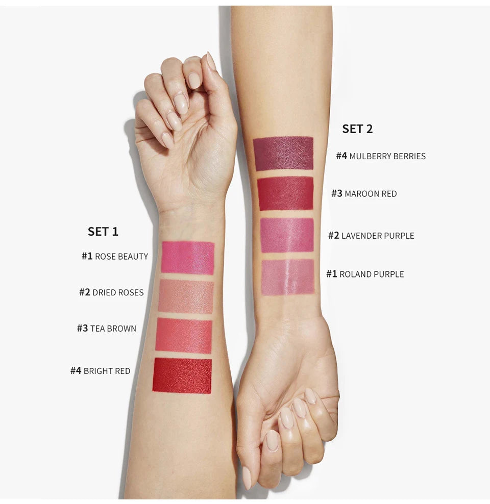 4 pcs/set Cigarette Lipstick Set Long Lasting Lip Glaze Matte Lip Gloss Waterproof Lip Stick Tube Nude Lip Tint Makeup Cosmetics - She Vibess By C2P
