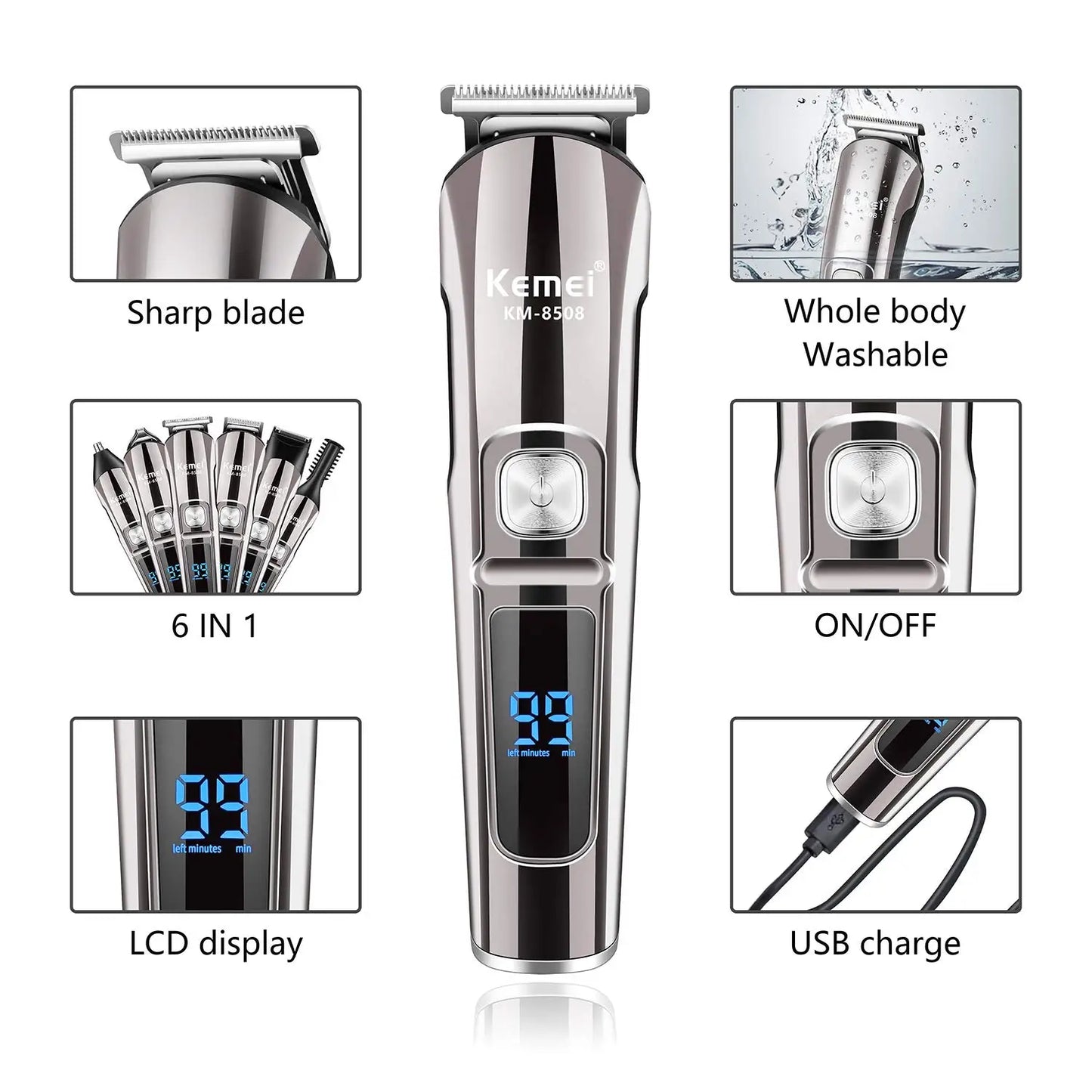 Men's Original kemei all in one hair trimmer for Men face beard grooming kit hair clipper electric hair cutting machine waterproof -for that Special Someone. - She Vibess By C2P