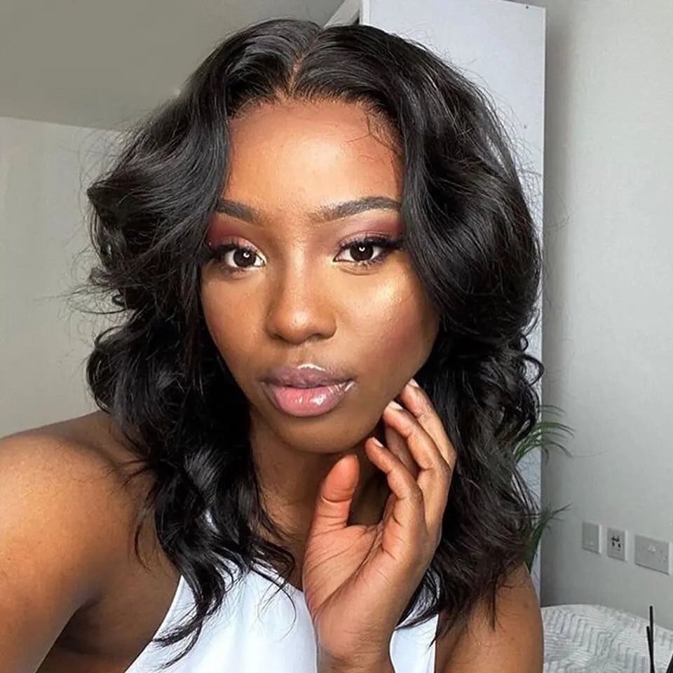 Body Wave Bob Wig 13x6 Transparent Lace Frontal Wig Brazilian Human Hair Wigs Virgin Remy Hair13x4 Lace Closure Wig 180% Density - She Vibess By C2P