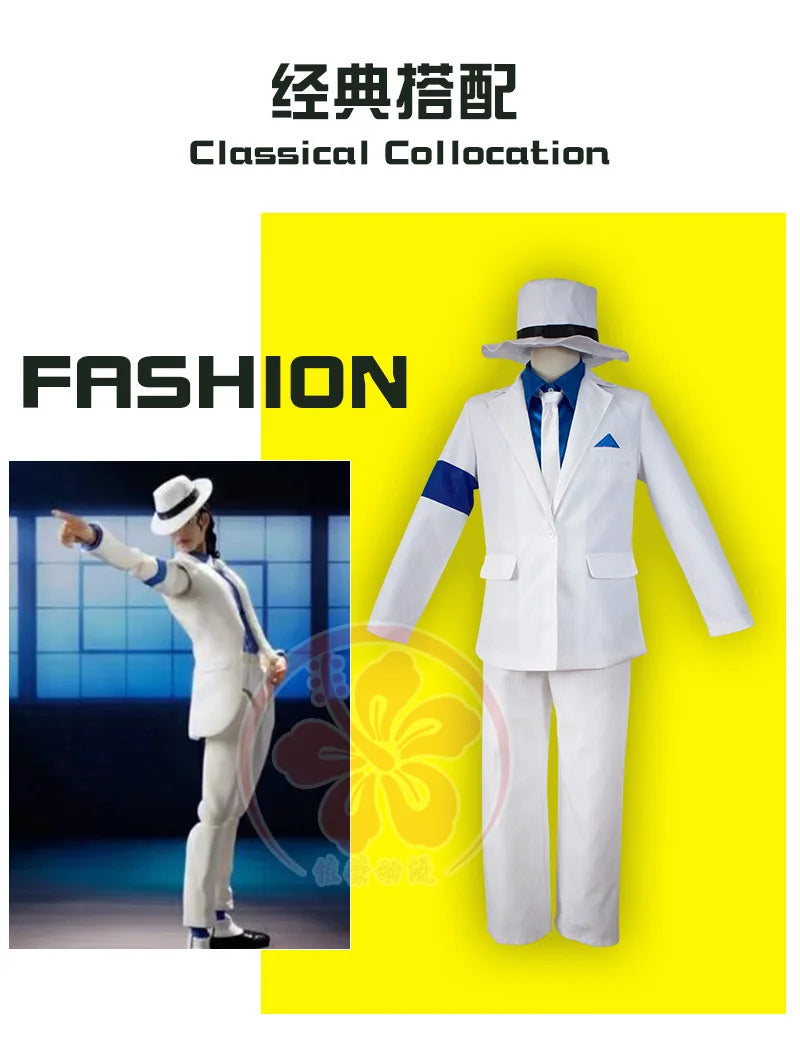 Michael Cosplay Jackson Smooth Criminal Suit Michael Jackson Cosplay Costume top+pants+shirt+tie+hat+strap Halloween Carnival - She Vibess By C2P