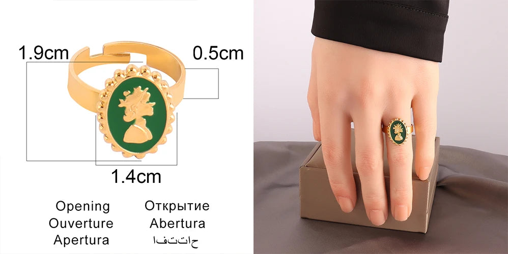 Stainless Steel Rings Open Rings For Women Rings Wide Ring Colorful Geometry Chain Female Rings Jewelry Party Gift Wholesale - She Vibess By C2P