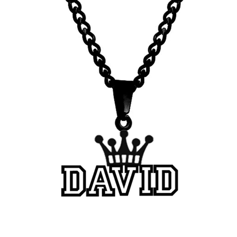 Goxijite Customized Name Pendant For Men Women Stainless Steel Personalized Big Crown Letter Necklace Thick Chain Jewelry Gift - She Vibess By C2P