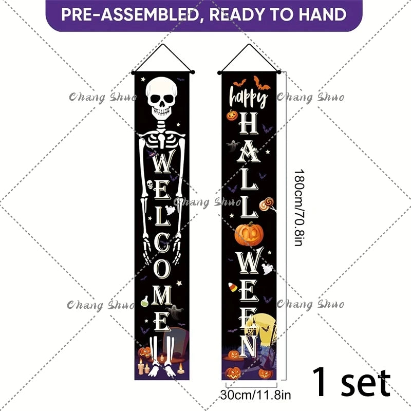 Halloween Hanging Door Curtain Banner Pumpkin Ghost Happy Halloween Decorations For Home Trick Or Treat Horror Party Supplies - She Vibess By C2P