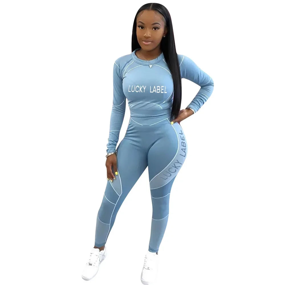 Casual Women's Long Sleeve Hoodie Set Printed Fashion Autumn Sportswear Two Pieces Outfit Comfortable Streetwear Style - She Vibess By C2P
