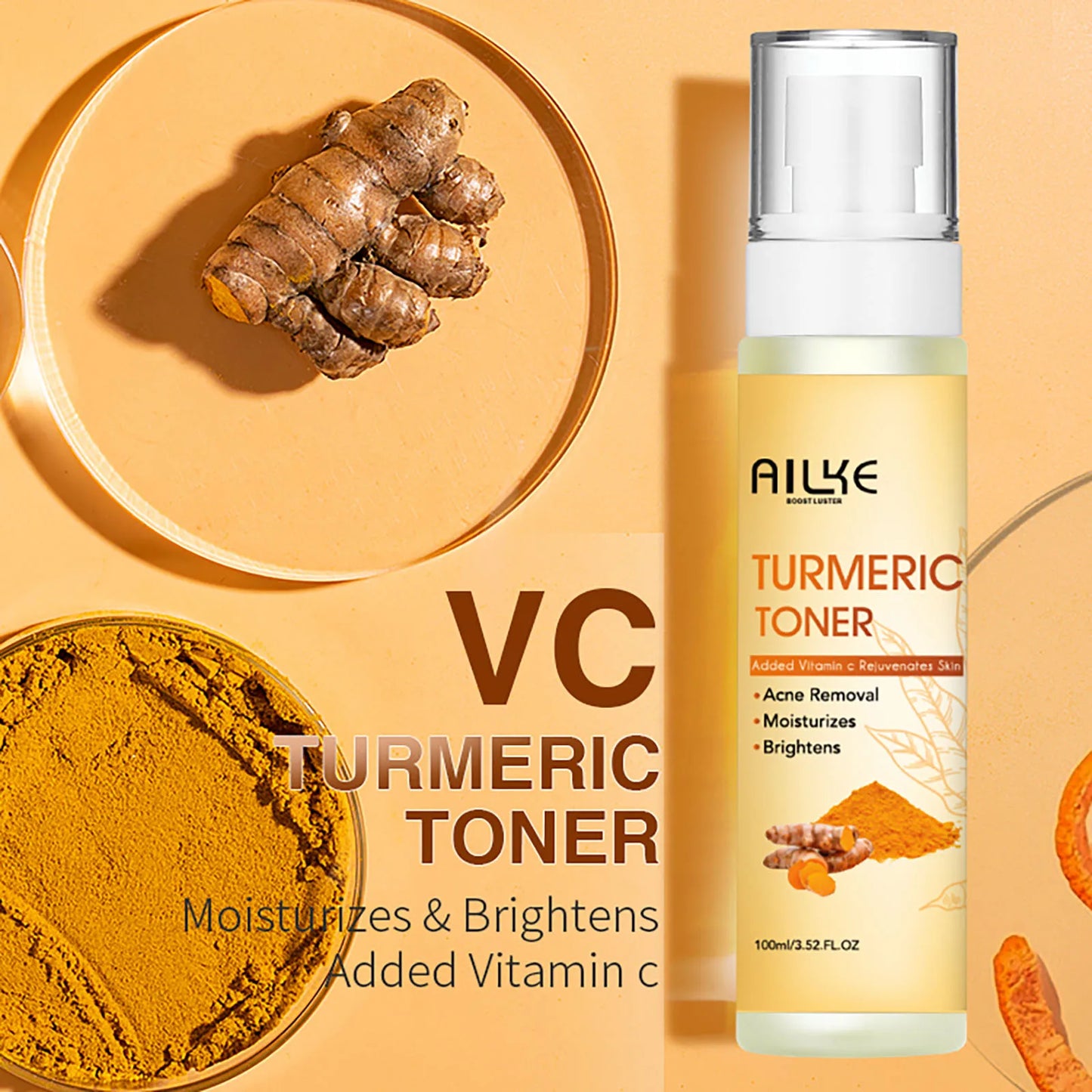 AILKE Turmeric Renew Skin Care Sets Vitamin C Women Facial Organic Anti Acne Whitening Hydrating Firming Korean Face Products - She Vibess By C2P