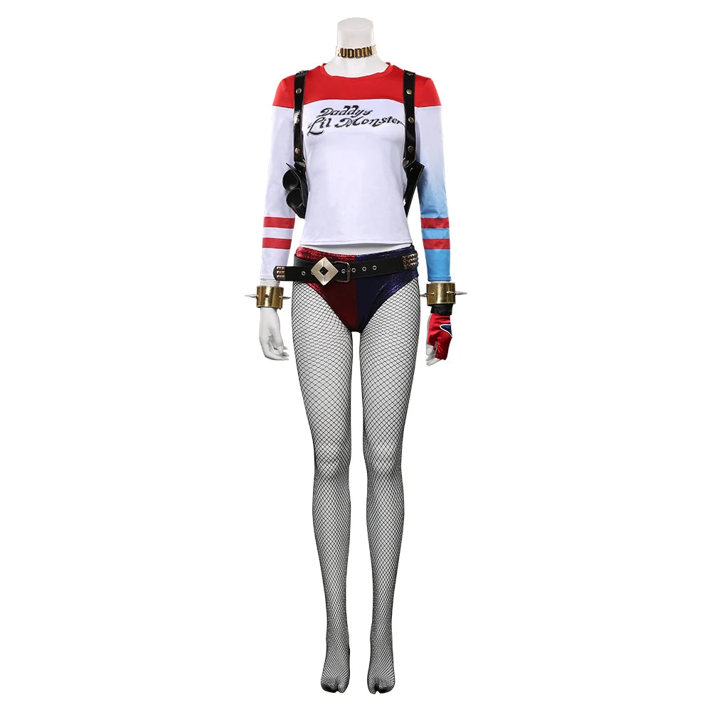 Movie Super Villain Fantasy Female Quinzel Cosplay Costume Black Red Jacket Coat Pants Women Halloween Carnival Disguise Suit-I’m Over 21 - She Vibess By C2P