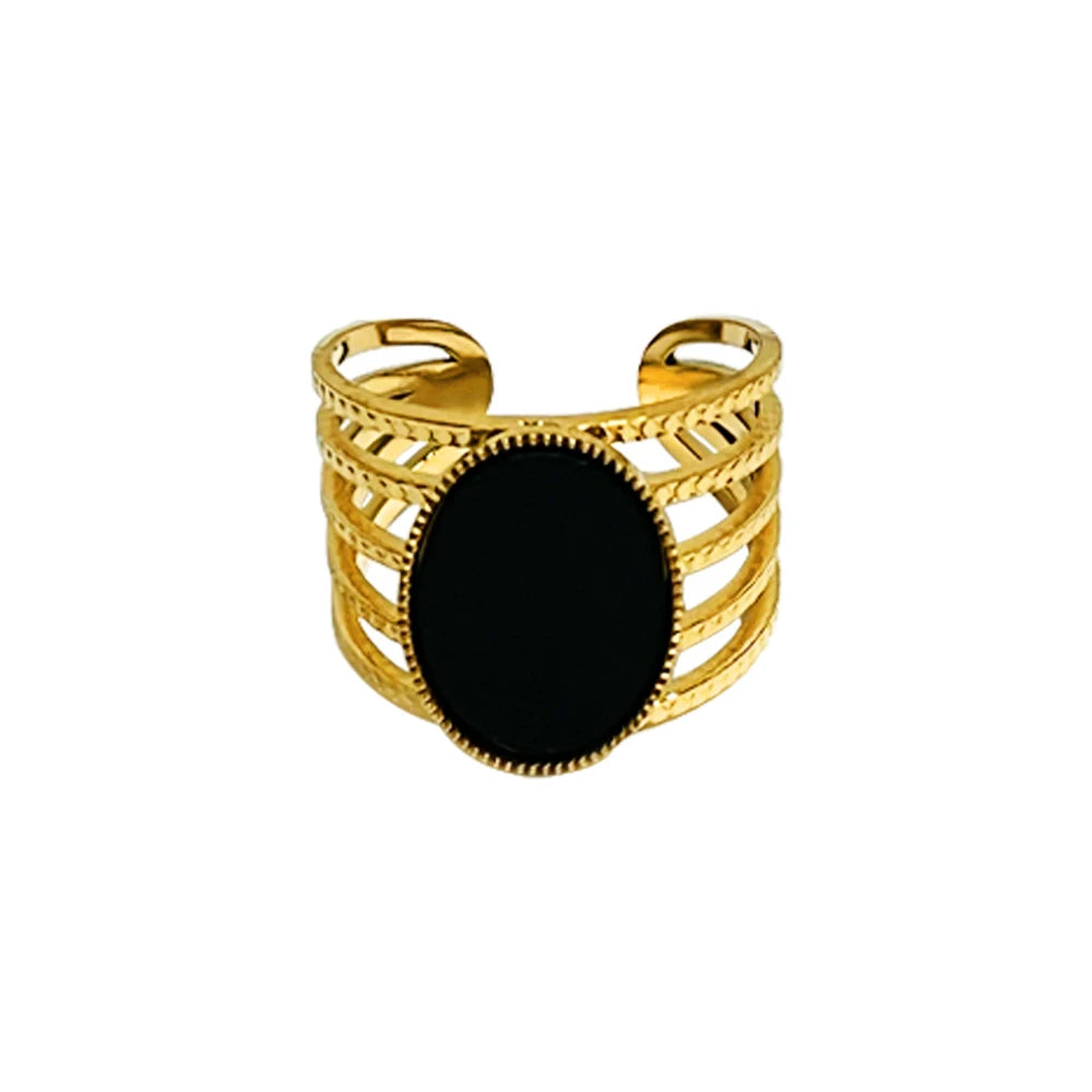 Stainless Steel Rings Open Rings For Women Rings Wide Ring Colorful Geometry Chain Female Rings Jewelry Party Gift Wholesale - She Vibess By C2P