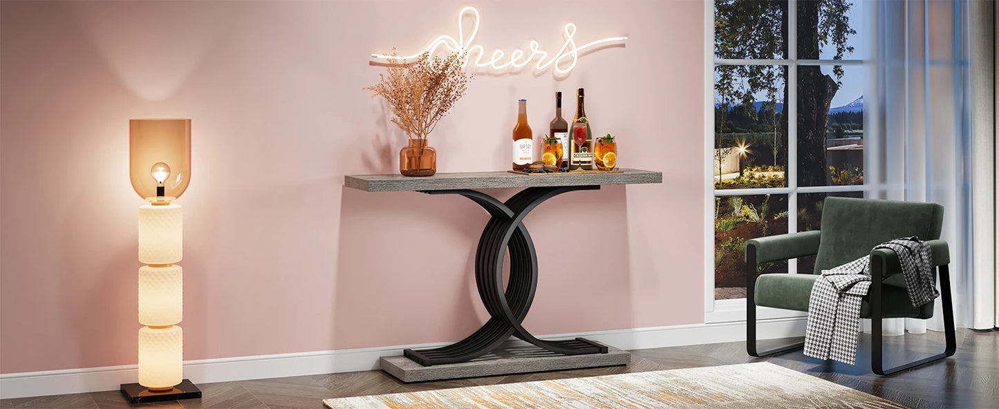 Tribesigns Gold Entryway Table, Modern 39-Inch Console Faux Marble Narrow Wood Sofa with Geometric Metal Legs - She Vibess By C2P