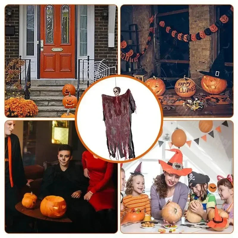 Scary Halloween Hanging Ghost Skull Halloween Party Decoration Hanging Grim Reaper Garden Bar Haunted House Skeleton Prop - She Vibess By C2P
