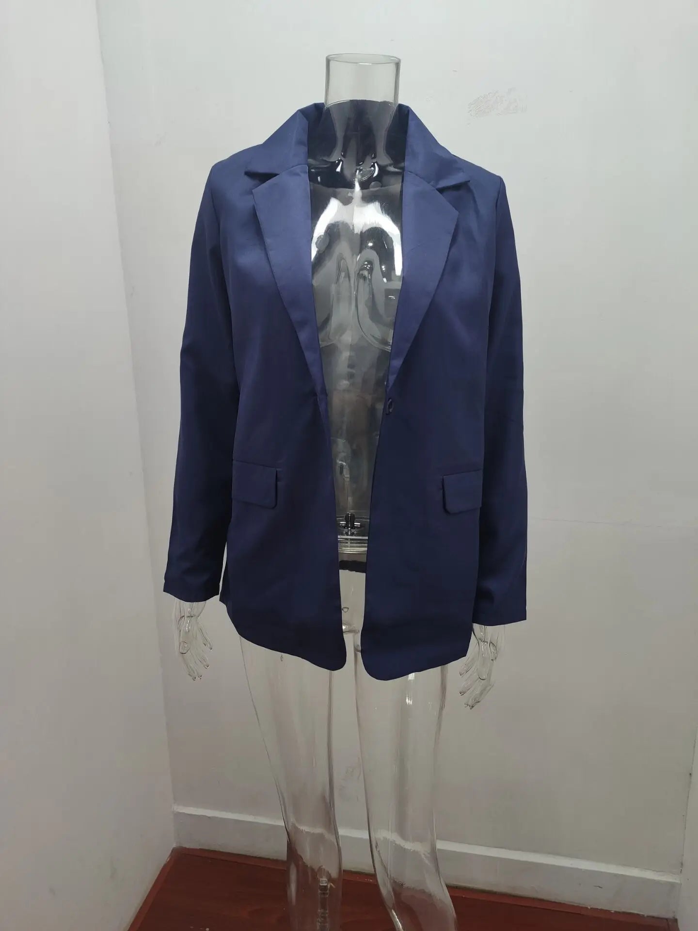 New Temperament Coat Women's Long Sleeve Solid Color Suit Collar Single Breasted Suit - She Vibess By C2P