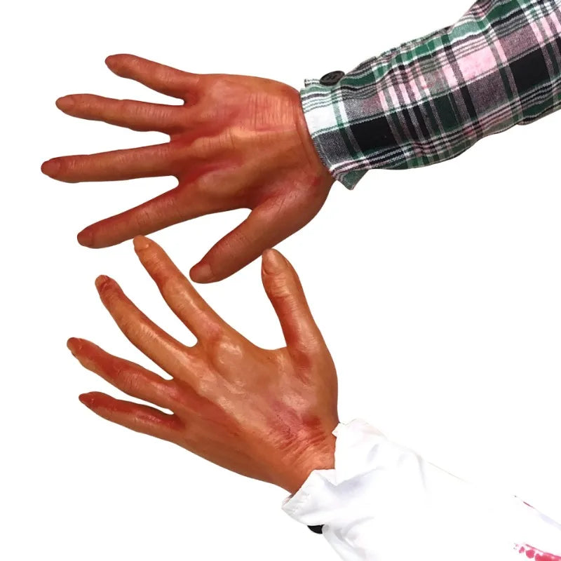 2025 Halloween Fake Human Arm Plastic Hands Bloody Dead Body Parts Outdoor Haunted House Scary Props Halloween Decorations - She Vibess By C2P