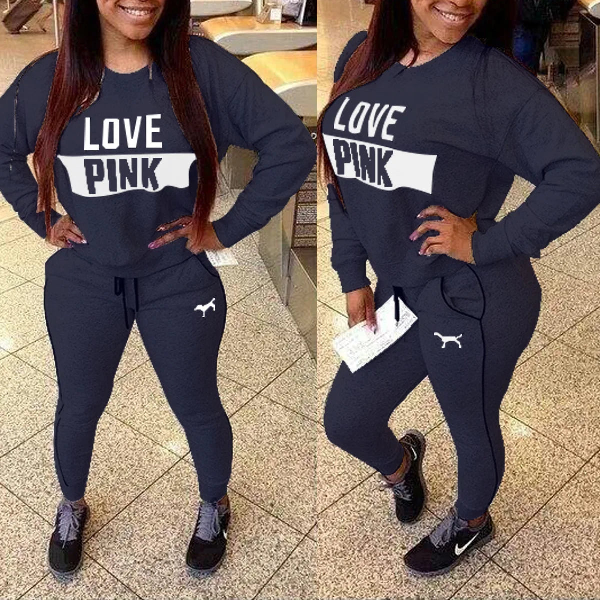 Fashion New Sweatshirts Women Sportswear Printed Letter Spring Tracksuits Long-sleeve Casual Sport Costumes Mujer 2 Piece Set - She Vibess By C2P