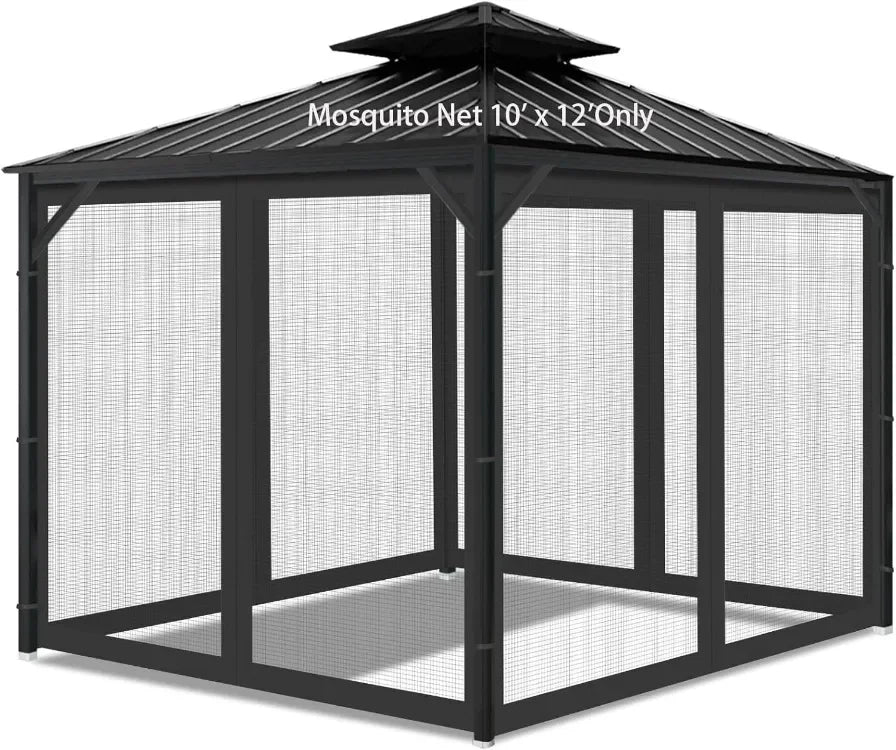 10' x 12' Outdoor Mesh Netting Screen 4-Panel Sidewall with Zipper Gazebo Universal Replacement Mosquito Netting - She Vibess By C2P