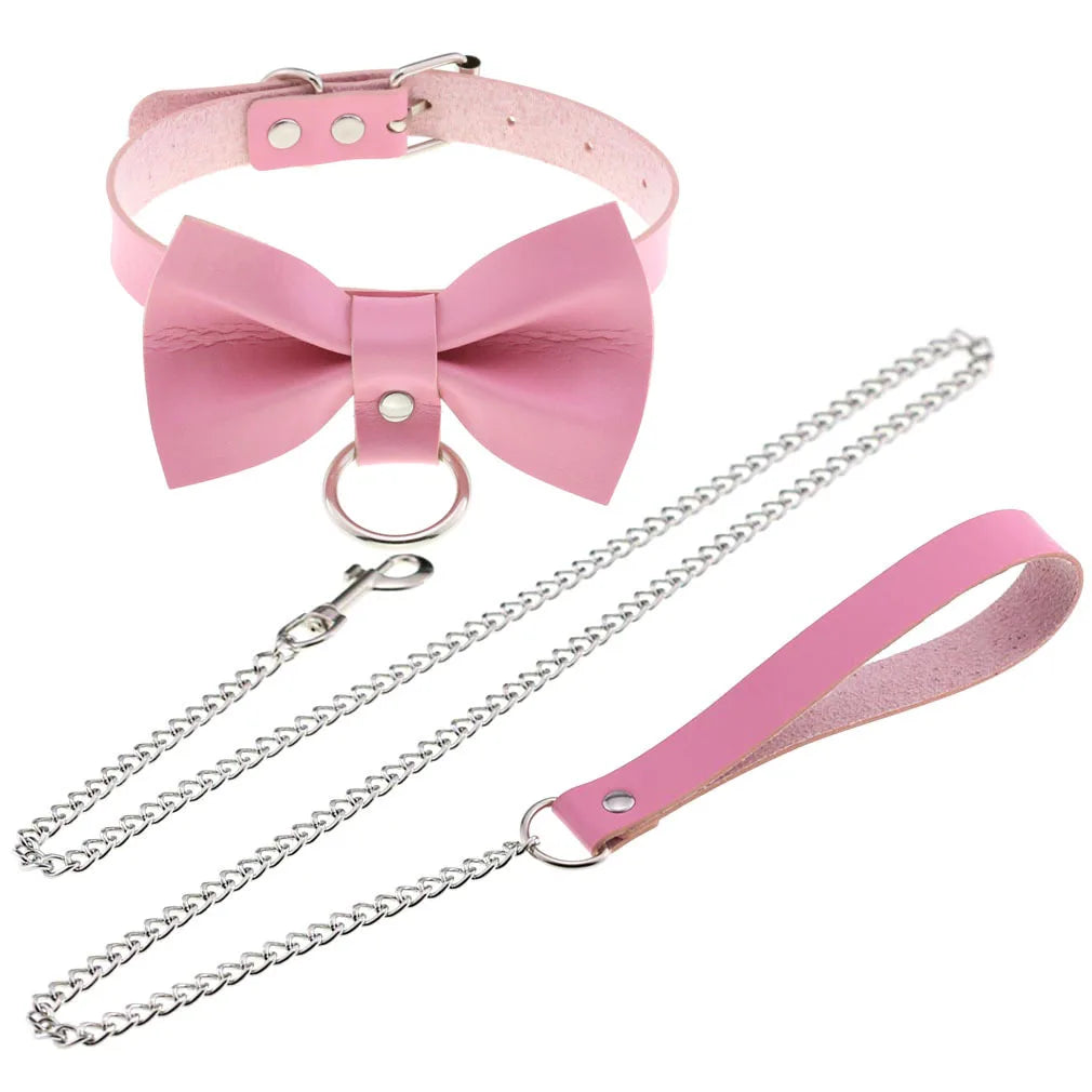 DIEZI Harajuku Pink PU Leather Star Heart Flower Choker Necklace Torques For Women Men Gothic Pink PU Leather -I’m Over 21 - She Vibess By C2P
