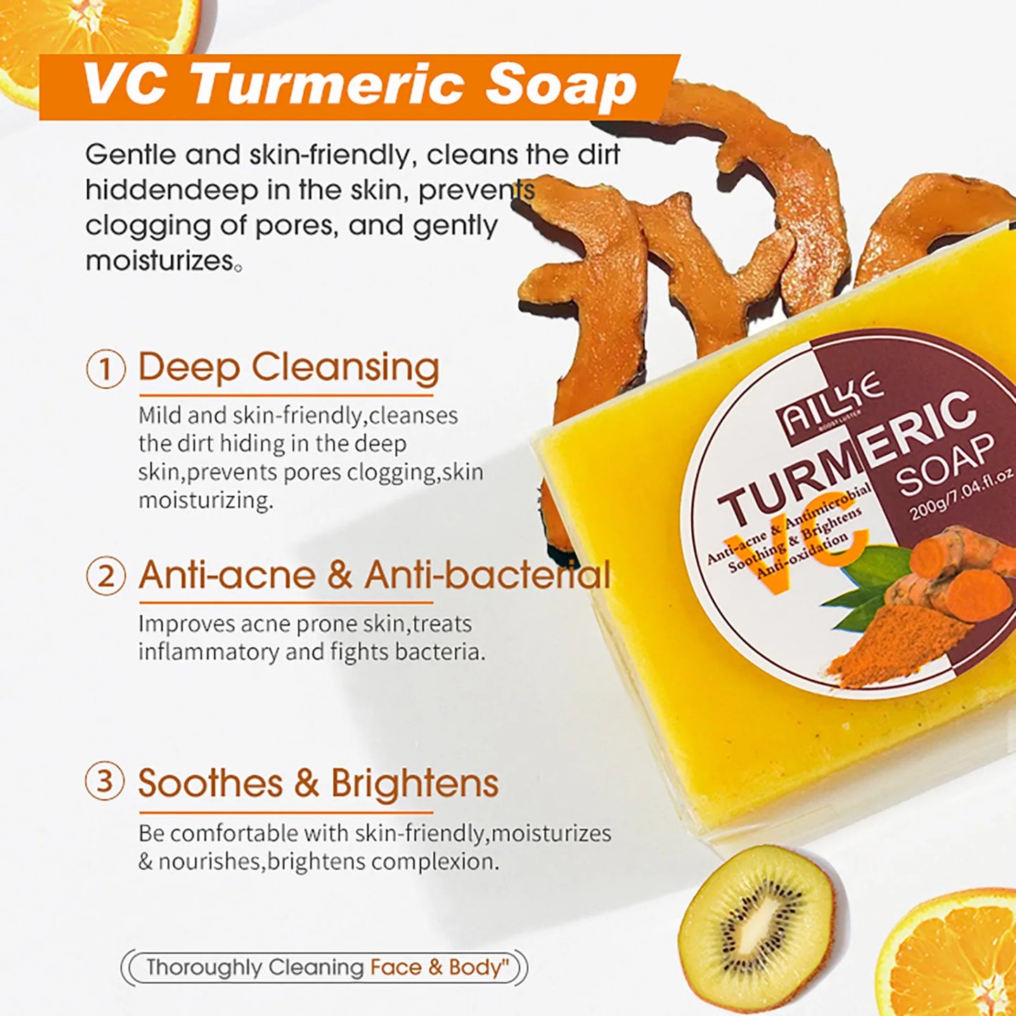 AILKE Turmeric Renew Skin Care Sets Vitamin C Women Facial Organic Anti Acne Whitening Hydrating Firming Korean Face Products - She Vibess By C2P