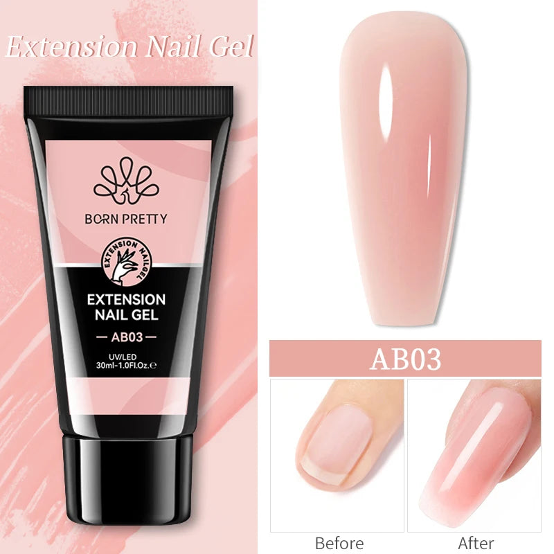 BORN PRETTY 30ml Glitter Acrylic Gel Finger Extension Nail Polish Silver Pink Extension Gel Polish Soak Off Nail Slip Solution - She Vibess By C2P