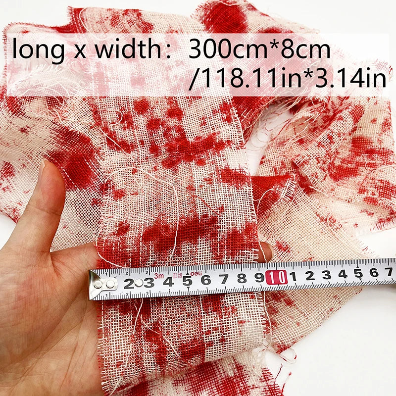 3/5m Halloween Bloody Cloth Strips Blood Gauze Bandage Haunted House Secret Room Horror Party Halloween Scene Decoration Props - She Vibess By C2P