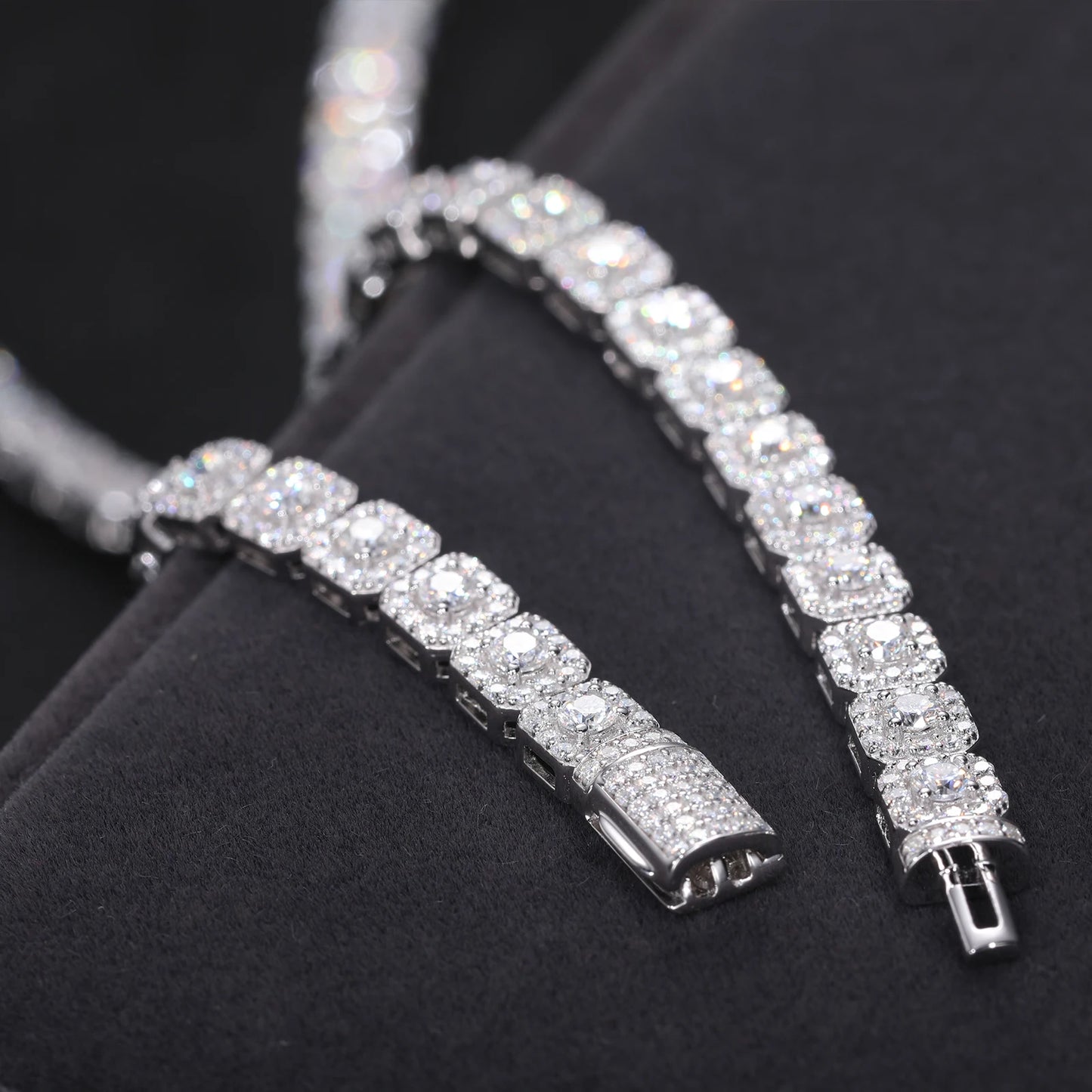 Iced Out Moissanite Halo Tennis Bracelet for Women Men S925 Sterling Silver 18k Gold Plated Jewelry with GRA Bracelets Gifts - She Vibess By C2P