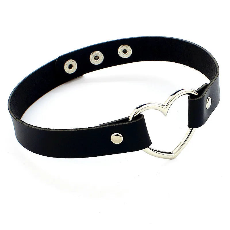 Harajuku Punk Rock Gothic Choker Necklace Women Sexy PU Leather Heart Lock Key Spike Collar Chocker Gothic Cosplay Accessories-I’m Over 21 - She Vibess By C2P