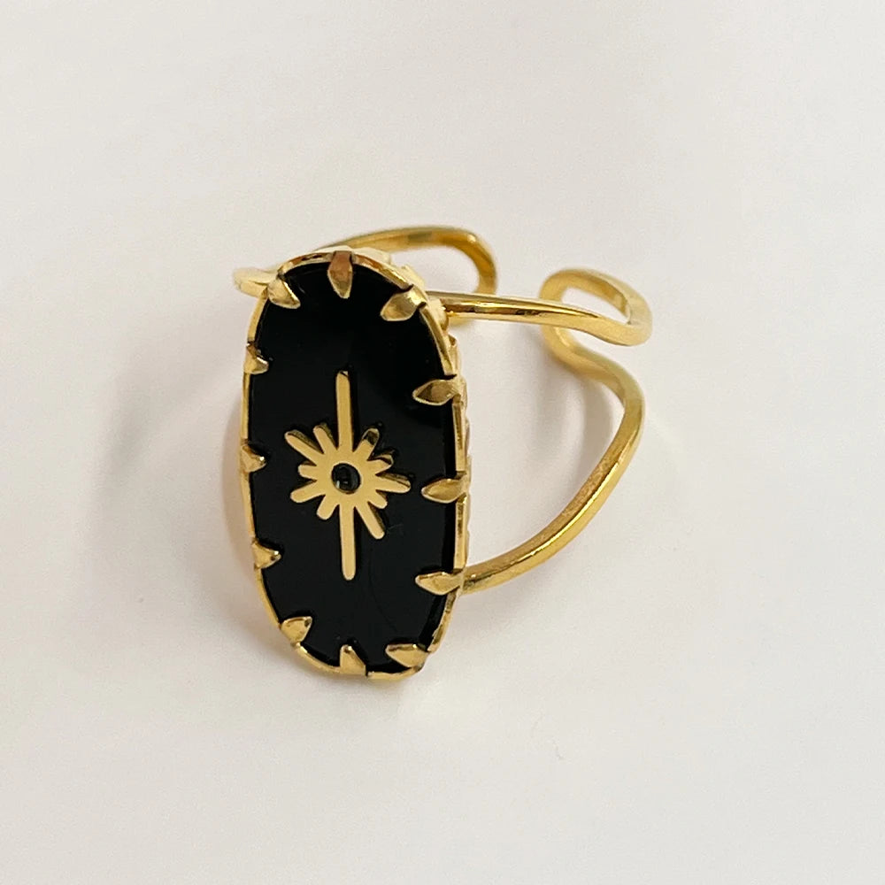 Stainless Steel Rings Open Rings For Women Rings Wide Ring Colorful Geometry Chain Female Rings Jewelry Party Gift Wholesale - She Vibess By C2P