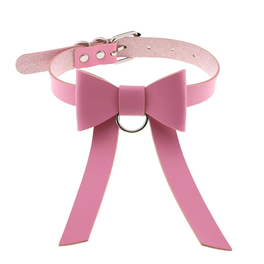 DIEZI Harajuku Pink PU Leather Star Heart Flower Choker Necklace Torques For Women Men Gothic Pink PU Leather -I’m Over 21 - She Vibess By C2P