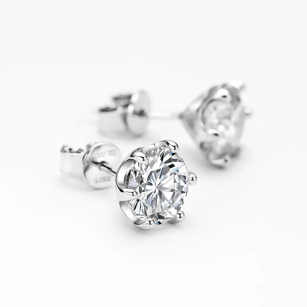 FEOBUR 0.2-2 Carat Moissanite Stud Earring Screw Backs S925 Silver Women Brilliant Diamond Ear Studs Party Fine Jewelry Gifts - She Vibess By C2P