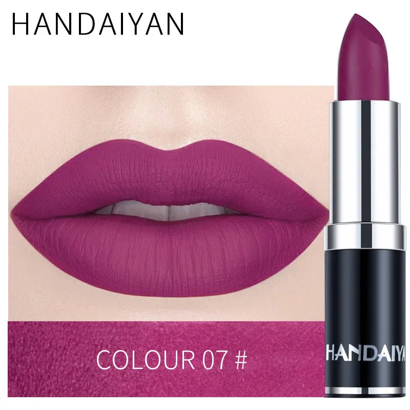 Matte Pink Velvet Lipstick Sexy Nude Red Brown Purple Lipgloss Gloss Velvety Lipstick Waterproof Makeup Long Lasting Lipstick - She Vibess By C2P