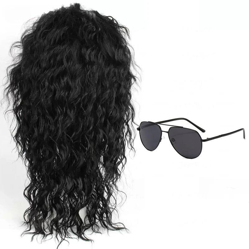 Anime Michael Jackson Cosplay Michael Cosplay Black Wig Michael Role Play Medium Long Curly Black Hair Wig Halloween Cos Wigs - She Vibess By C2P