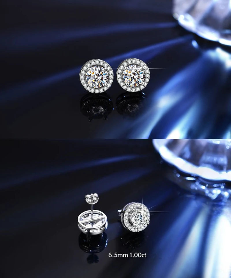 2 GRA Certificates S925 Sterling Silver Stud Earrings For Women And Men 100% Real Moissanite Pass Diamond Test Pen Fine Jewelry - She Vibess By C2P