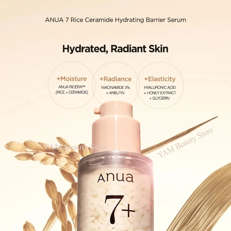 Korean Skin Care Essence 7 Rice Ceramide Hydrating Barrier Serum Facial Brightening Rice Hyaluronic Acid Daily Hydrating Serum - She Vibess By C2P