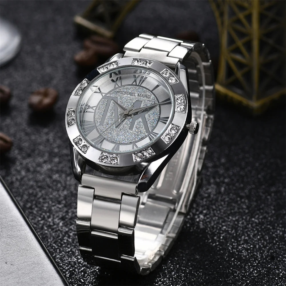 Luxury Women's Watch Fashion 2025 Diamonds TVK Quartz Watch Business Stainless Steel Gold Ladies Clock Gift Wristwatch - She Vibess By C2P