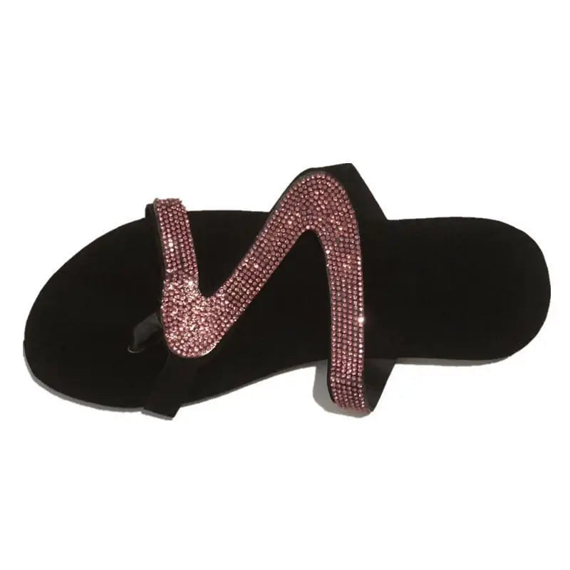 Spring/summer 2024 new sandals women bright diamond casual outdoor travel flip flop beach shoes non-slip durable slippers ms - She Vibess By C2P