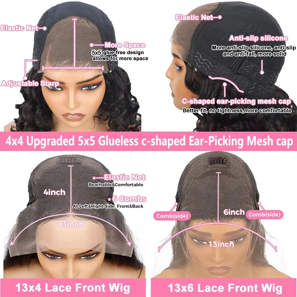 Body Wave Bob Wig 13x6 Transparent Lace Frontal Wig Brazilian Human Hair Wigs Virgin Remy Hair13x4 Lace Closure Wig 180% Density - She Vibess By C2P