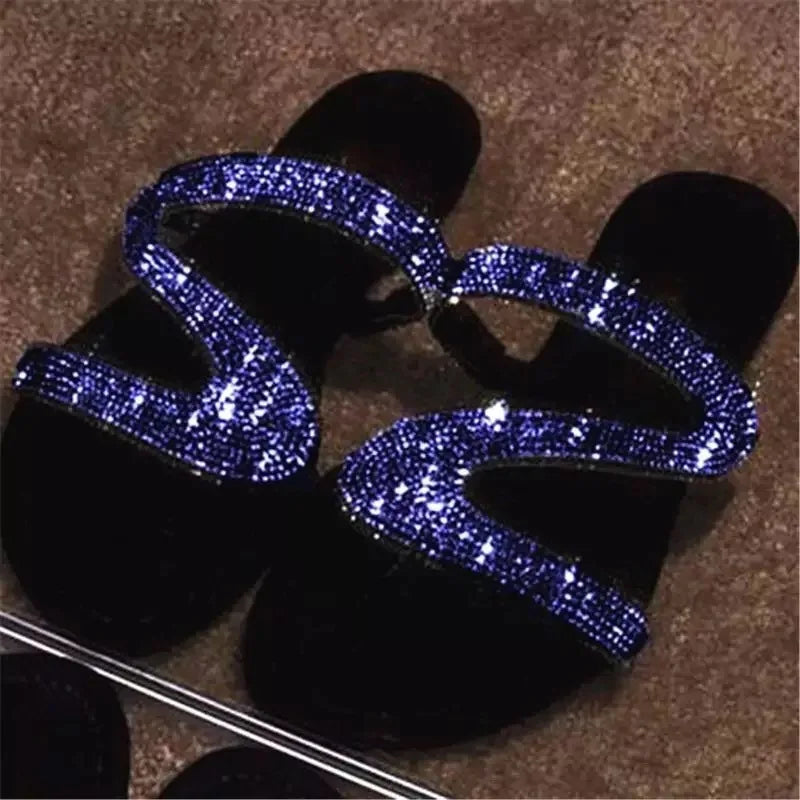 Spring/summer 2024 new sandals women bright diamond casual outdoor travel flip flop beach shoes non-slip durable slippers ms - She Vibess By C2P