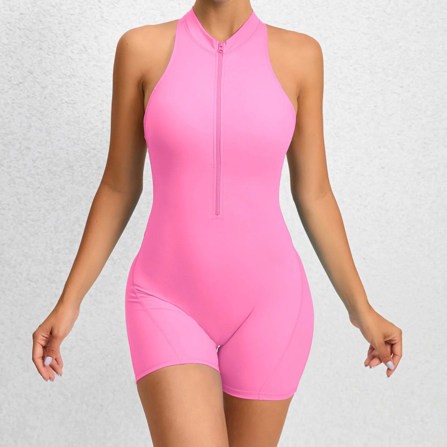 Yoga Women's Padded Workout Suit One-Piece Jumpsuit Workout Set Sports Fitness Overalls Gym Clothing Zipper Long Short 2025 New - She Vibess By C2P