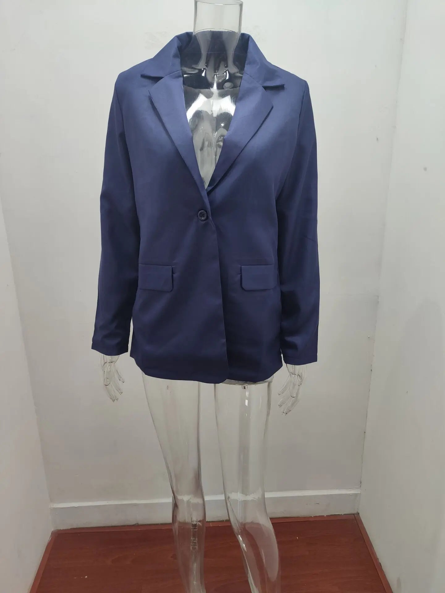 New Temperament Coat Women's Long Sleeve Solid Color Suit Collar Single Breasted Suit - She Vibess By C2P