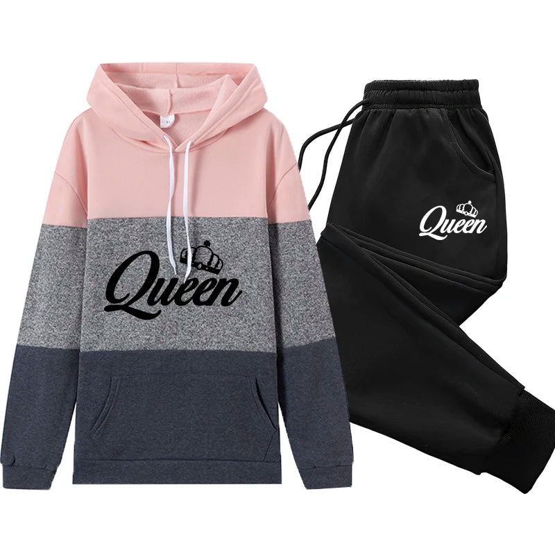 Women's Tracksuit Casual Autumn Winter Sport Color Block Women Jogging Daily Single Piece Sweatshirt Sweatpants Pullover Hoodies - She Vibess By C2P