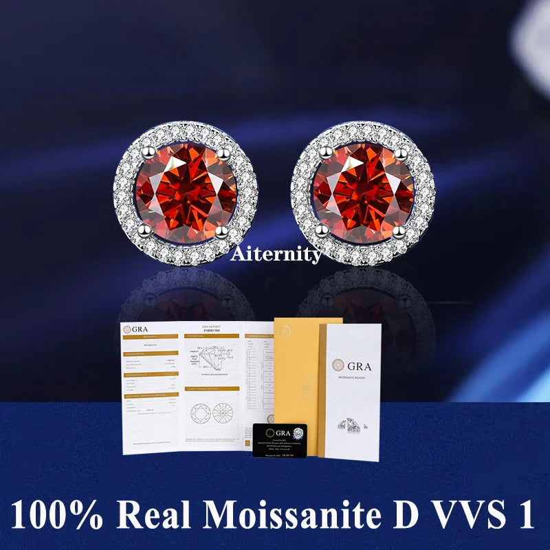 2 GRA Certificates S925 Sterling Silver Stud Earrings For Women And Men 100% Real Moissanite Pass Diamond Test Pen Fine Jewelry - She Vibess By C2P