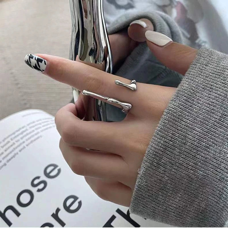 Ring Punk Rings for Men Women Adjustable Rings Chunky Silver Jewelry Rings Bulky Rings Hippie Rings for Boys Girls - She Vibess By C2P