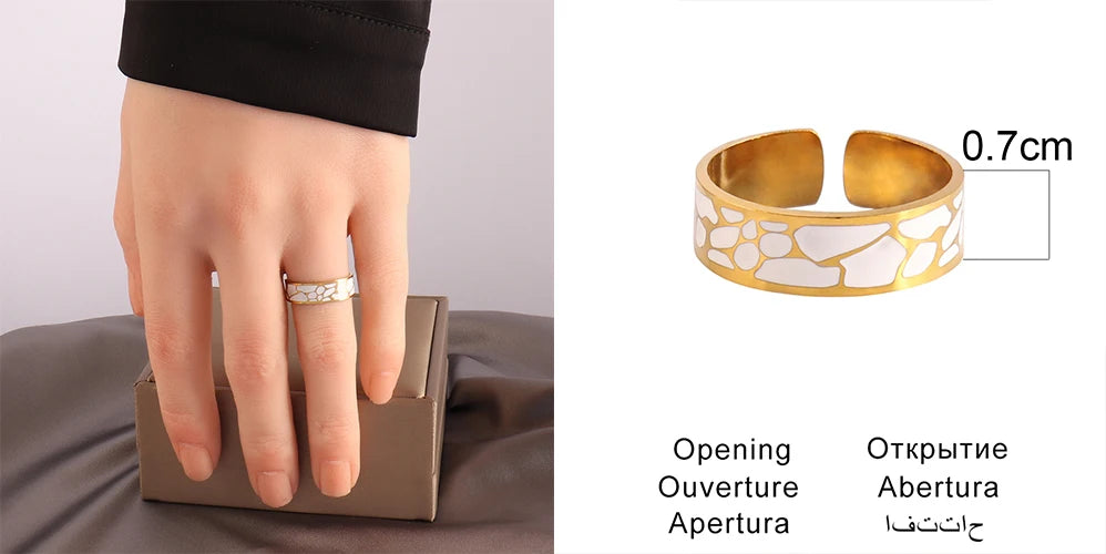 Stainless Steel Rings Open Rings For Women Rings Wide Ring Colorful Geometry Chain Female Rings Jewelry Party Gift Wholesale - She Vibess By C2P