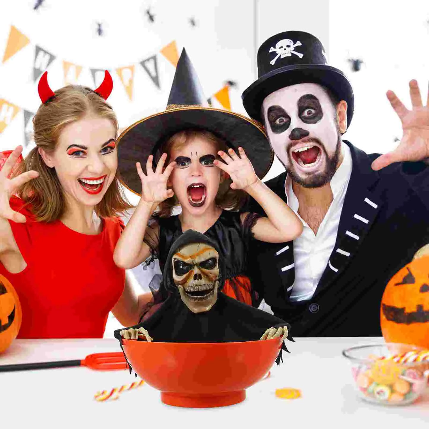 Halloween Props Animated Pumpkin Candy Holder Dish Decorations Trick Treat Bowl Snack Serving - She Vibess By C2P