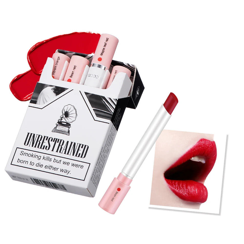 4 pcs/set Cigarette Lipstick Set Long Lasting Lip Glaze Matte Lip Gloss Waterproof Lip Stick Tube Nude Lip Tint Makeup Cosmetics - She Vibess By C2P