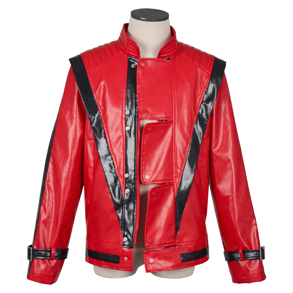 Men's Cosplay Jacket for Michael Jackson Impersonator Halloween Chirstmas Party Male Top PU Leather Coat Wear Costumes New - She Vibess By C2P