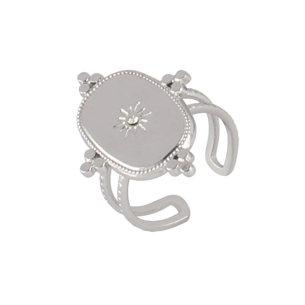Stainless Steel Rings Open Rings For Women Rings Wide Ring Colorful Geometry Chain Female Rings Jewelry Party Gift Wholesale - She Vibess By C2P